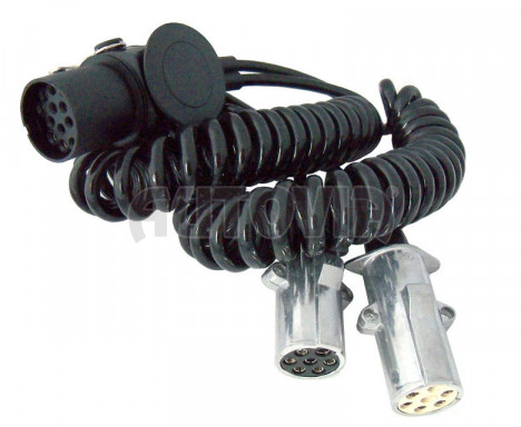 Prop. kabel 4,5m spirála 2x zástrčka 7pol-15pol zástrčka 24V-redukce č.1