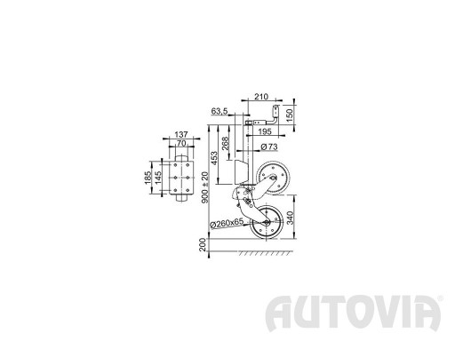 Kolečko opěrné automat. AL-KO 260x65 (ocelový disk) 800kg č.2