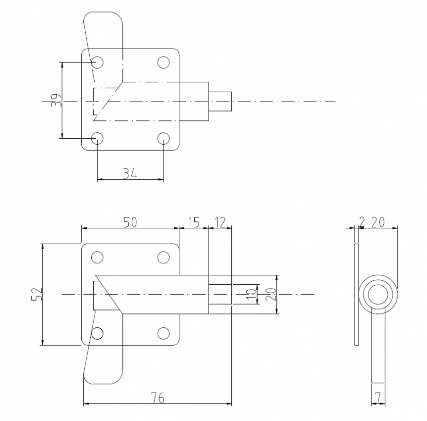 Zajišťovací kolík s pružinou levý (s plotnou) č.2