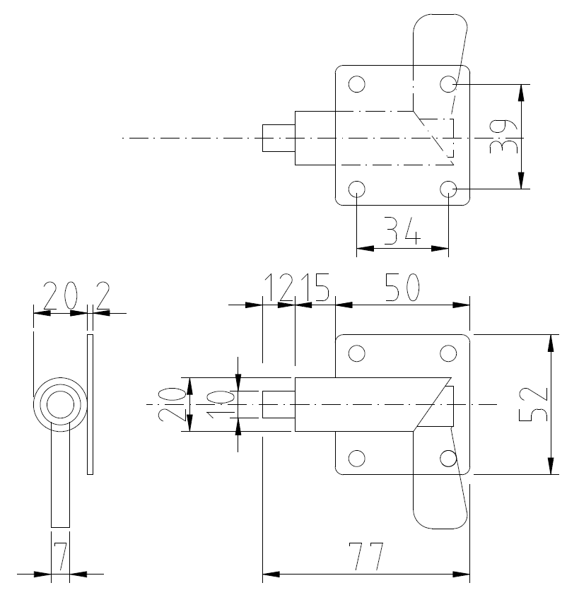 Zajišťovací kolík s pružinou pravý (s plotnou) č.2