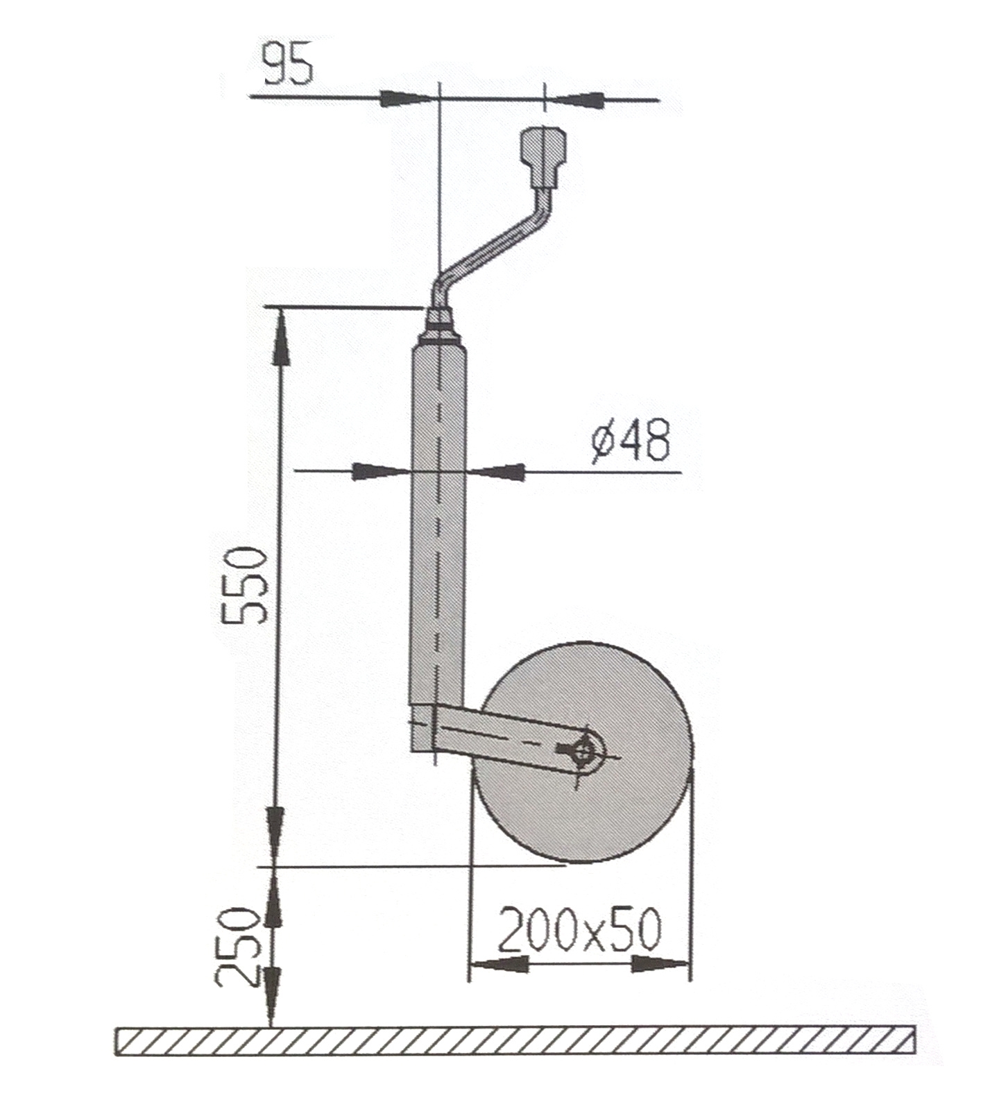 Kolečko opěrné  AL-KO 48 200x50 (ocelový disk) 300/180 kg č.2