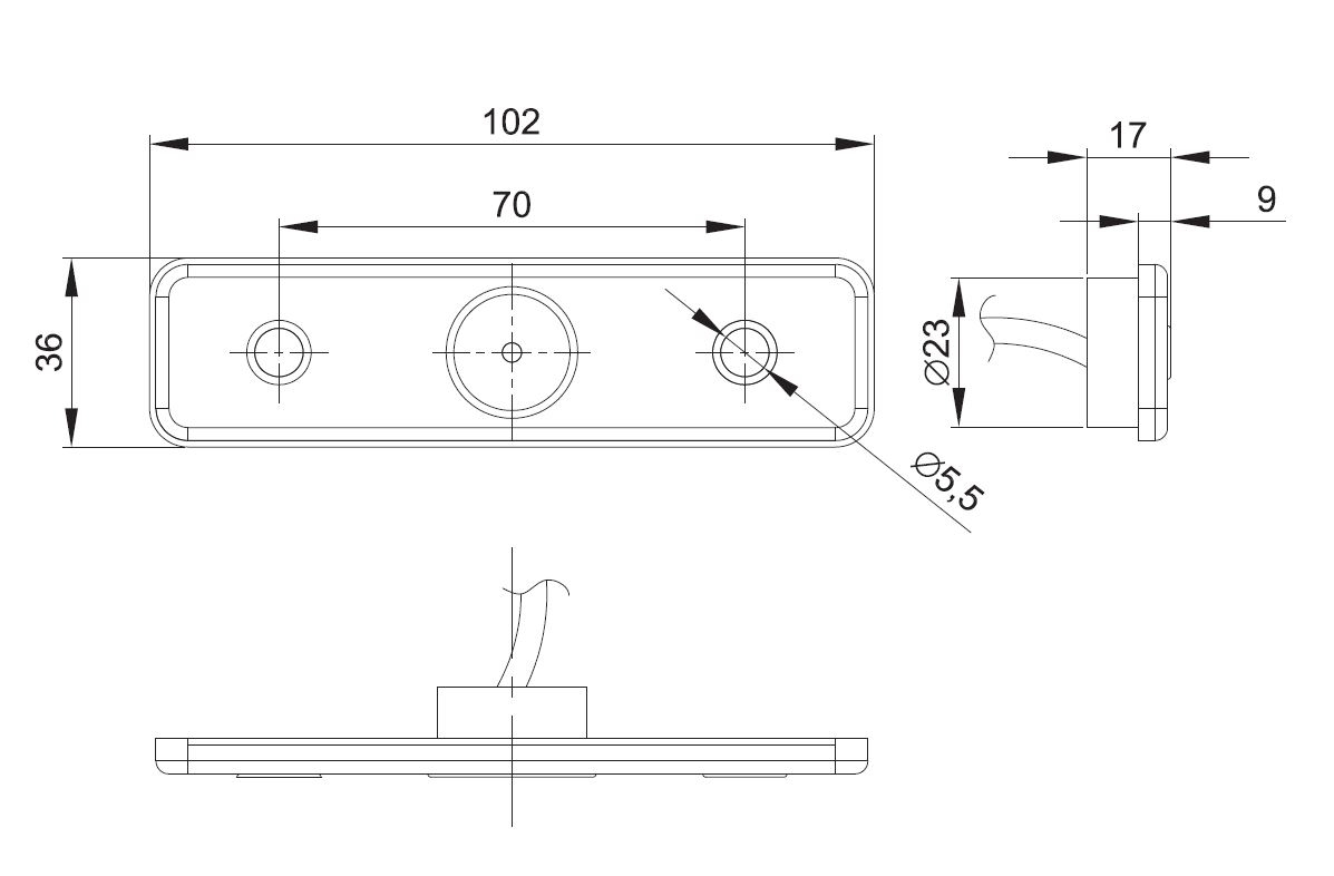 Svítilna boční obrysová LED Fristom FT-004 Z,  s odrazkou, QS150 č.2