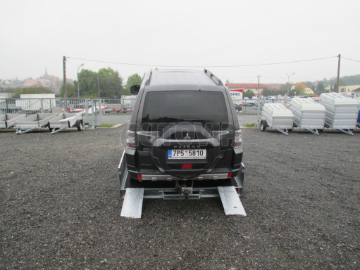 Sklápěcí přívěs AD 3,5T B2 4,17x2,09/0,35 valník pro převoz aut, mechanizace SPZ nájezdy* č.27