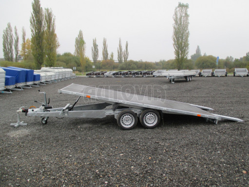 Sklápěcí přívěs AD 3,5T B2 4,17x2,09/0,35 valník pro převoz aut, mechanizace SPZ nájezdy* č.72