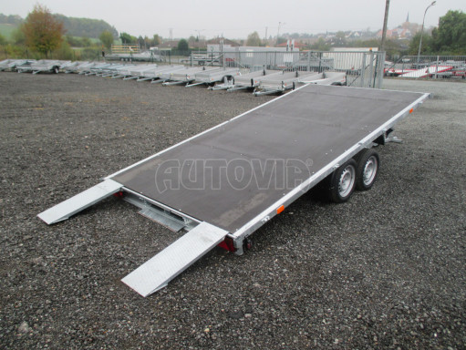 Sklápěcí přívěs AD 3,5T B2 4,17x2,09/0,35 valník pro převoz aut, mechanizace SPZ nájezdy* č.76
