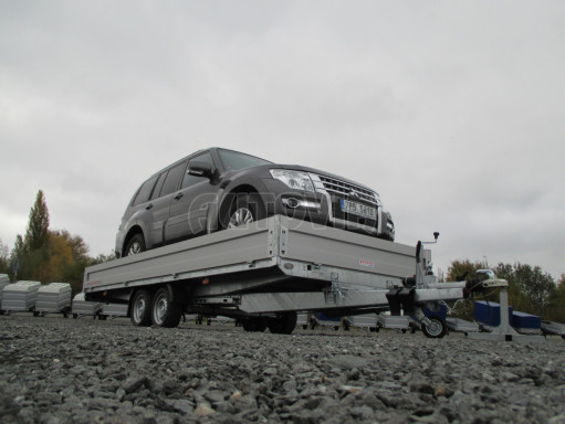 Přívěs pro přepravu aut AD 2,7T 5,15x2,09/0,35 hydraulicky sklopný valník č.24