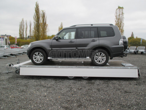 Přívěs pro přepravu aut AD 2,7T 5,15x2,09/0,35 hydraulicky sklopný valník č.38