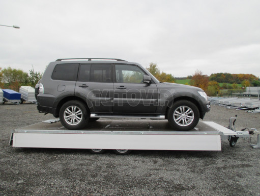 Přívěs pro přepravu aut AD 2,7T 5,15x2,09/0,35 hydraulicky sklopný valník č.42