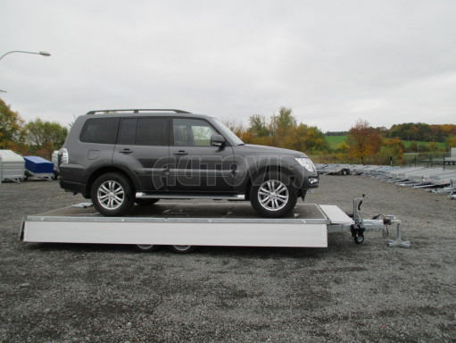 Přívěs pro přepravu aut AD 2,7T 5,15x2,09/0,35 hydraulicky sklopný valník č.43