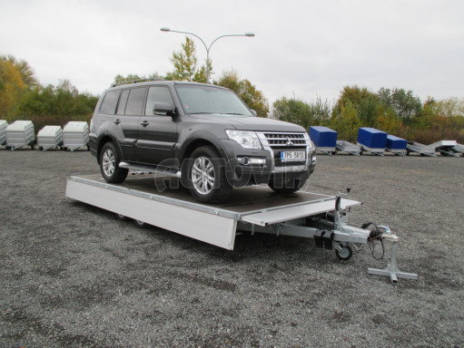 Přívěs pro přepravu aut AD 2,7T 5,15x2,09/0,35 hydraulicky sklopný valník č.44