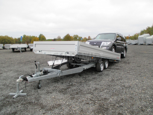 Přívěs pro přepravu aut AD 2,7T 5,15x2,09/0,35 hydraulicky sklopný valník č.45