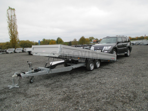 Přívěs pro přepravu aut AD 2,7T 5,15x2,09/0,35 hydraulicky sklopný valník č.48