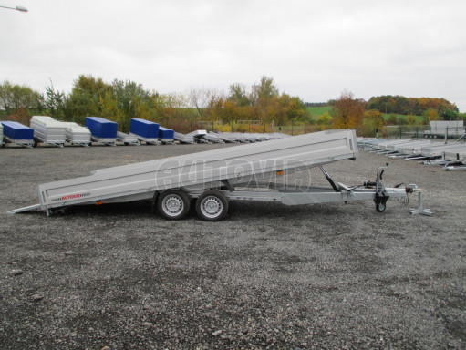 Přívěs pro přepravu aut AD 2,7T 5,15x2,09/0,35 hydraulicky sklopný valník č.58