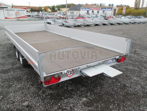 Přívěs pro přepravu aut AD 2,7T 5,15x2,09/0,35 hydraulicky sklopný valník č.62