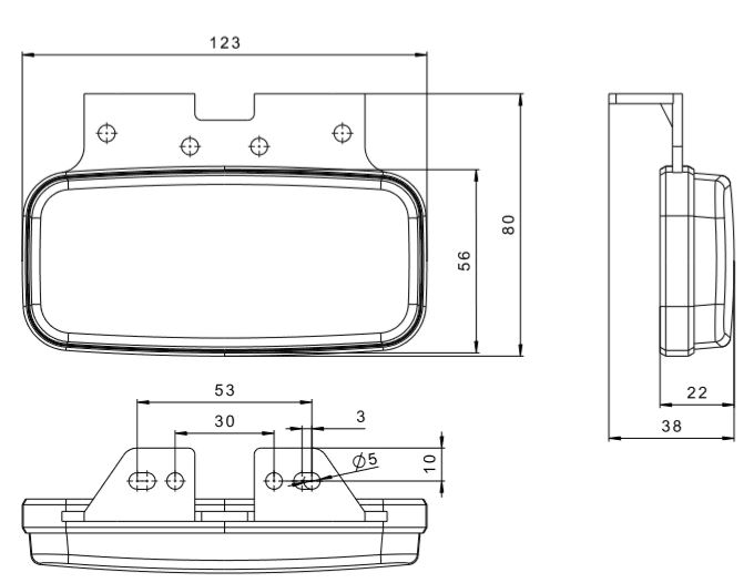 Svítilna sdružená boční Fristom FT-080 LED L/P-BL/OB na držáku č.5