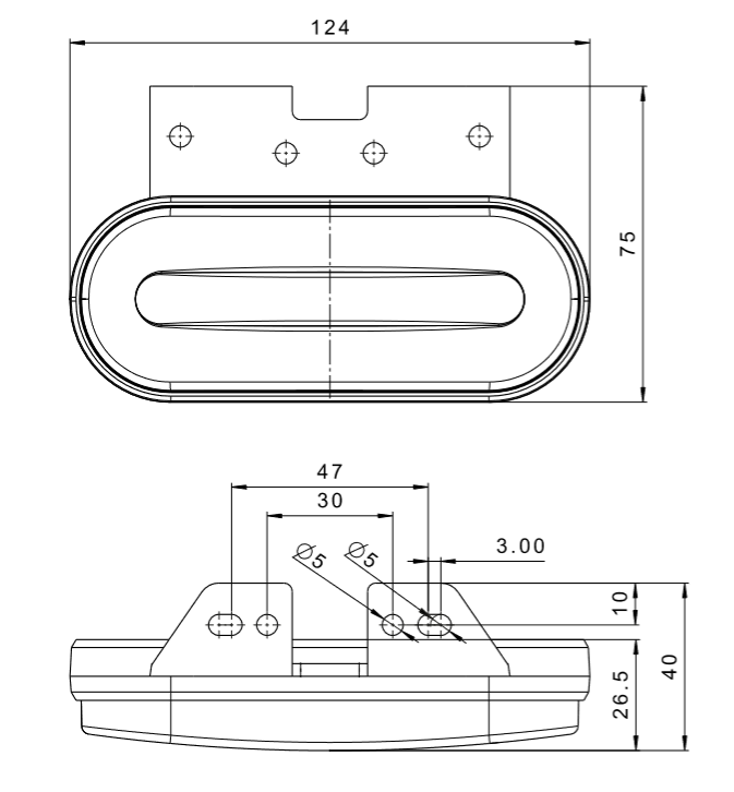 Svítilna přední obrysová LED Fristom FT-070, 12-36V, na držáku č.2