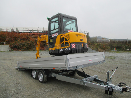 Hydraulicky sklopný přívěs valník s nájezdným čelem AD 2,7T 4,17x2,09/0,35 POČ