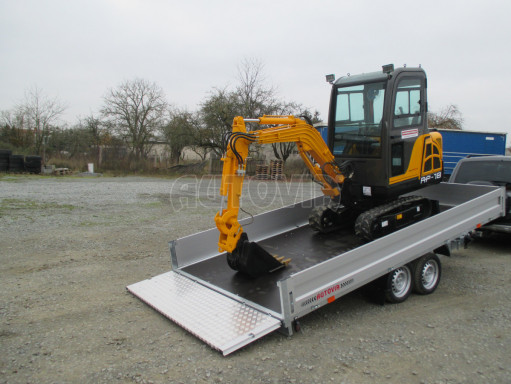 Hydraulicky sklopný přívěs valník s nájezdným čelem AD 2,7T 4,17x2,09/0,35 POČ