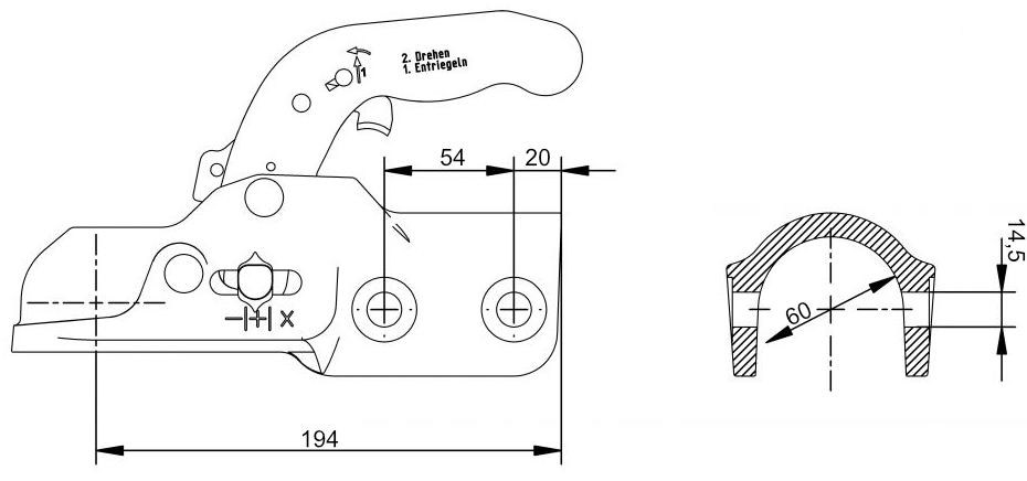 Tažná spojka KNOTT K35-C, 3500 kg, 60 mm, H14 č.3
