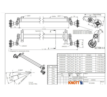 Náprava Knott VG13M(1350kg) b-1310 c-1760mm 100x4 č.1
