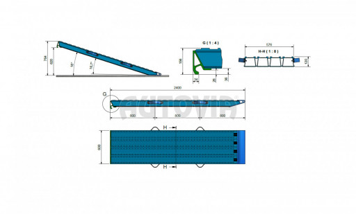 Nájezd hliníkový 2400 mm (31800kg na pár) spodní hák č.4