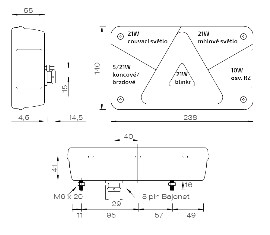 Svítilna Aspöck Multipoint V sdružená, L-BL/BR/KO/CO/ML/RZ, baj8 č.3