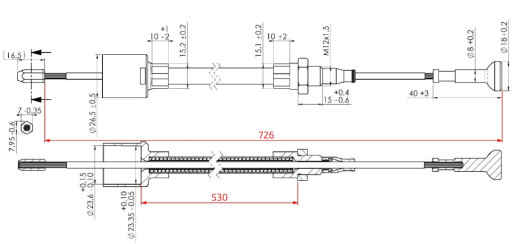 Lanovod brzdový AL-KO Profi Long life  530/726 mm rychlomont. (s čočkou) č.2