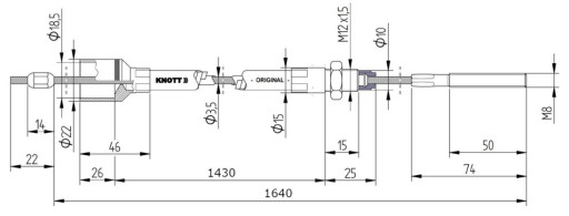 Lanovod brzdový KNOTT 1430/1640 mm, závit M8 č.2