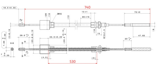 Lanovod brzdový AL-KO Profi Long life  530/740 mm, závit M8 č.2
