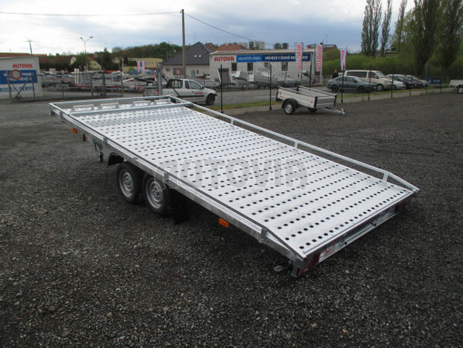 Přívěs pro převoz aut a mechanizace celoděrované sklopné plato - AD 2,7T 4,50x2,09 plato
