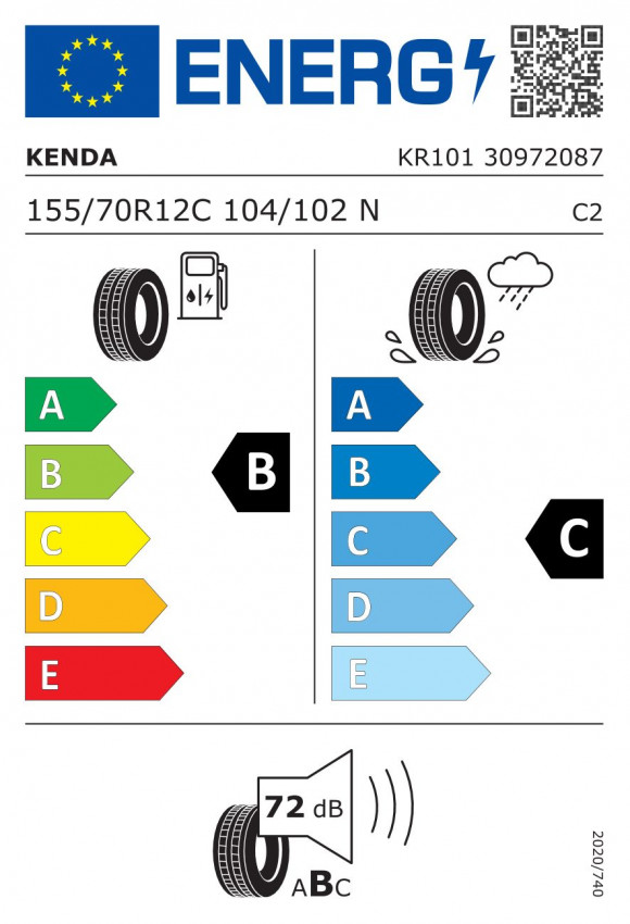 Pneu 155/70 R12 C 104/102N KENDA Mastertrail 3G (900 kg) M+S č.2