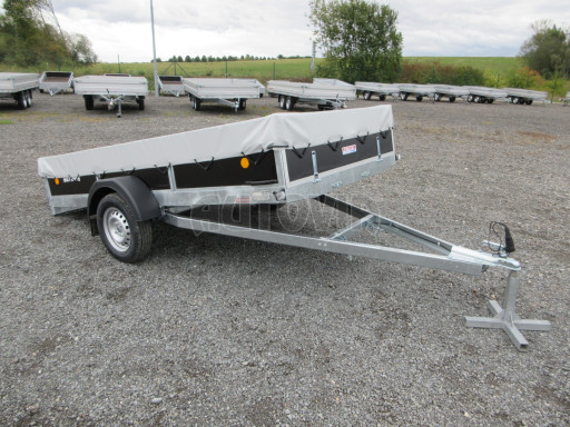 Naklápěcí nebrzděný PROFI přívěs ZV 31 750kg N1 skl 3,01x1,54/0,30 zes. náprava POČ plachta