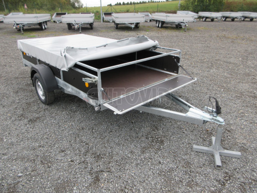 Naklápěcí nebrzděný PROFI přívěs ZV 31 750kg N1 skl 3,01x1,54/0,30 zes. náprava POČ plachta