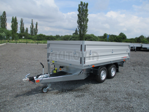 Třístranný sklopný přívěs s nástavbou bočnic ATS 3SKS 2,7T 3,32x1,70/0,70 ECO ZN v elektrice