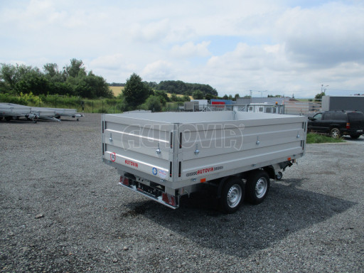 Třístranný sklopný přívěs s nástavbou bočnic ATS 3SKS 2,7T 3,32x1,70/0,70 ECO ZN v elektrice