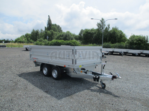 Třístranný sklopný přívěs s nástavbou bočnic ATS 3SKS 2,7T 3,32x1,70/0,70 ECO ZN v elektrice