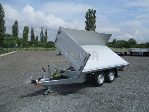Třístranný sklopný přívěs s nástavbou bočnic ATS 3SKS 2,7T 3,32x1,70/0,70 ECO ZN v elektrice