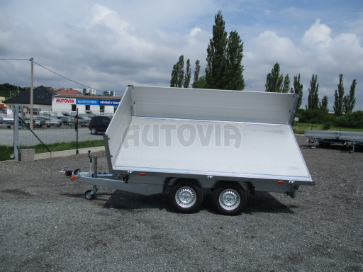 Třístranný sklopný přívěs s nástavbou bočnic ATS 3SKS 2,7T 3,32x1,70/0,70 ECO ZN v elektrice