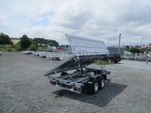 Třístranný sklopný přívěs s nástavbou bočnic ATS 3SKS 2,7T 3,32x1,70/0,70 ECO ZN v elektrice