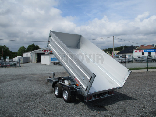 Třístranný sklopný přívěs s nástavbou bočnic ATS 3SKS 2,7T 3,32x1,70/0,70 ECO ZN v elektrice