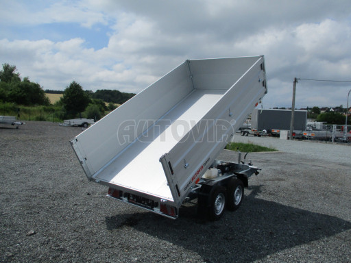 Třístranný sklopný přívěs s nástavbou bočnic ATS 3SKS 2,7T 3,32x1,70/0,70 ECO ZN v elektrice