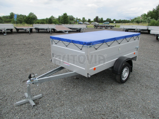 Jednoosý nebrzděný valník s nástavbou bočnic HD 8 750kg 2,27x1,25/0,70 nástavba + plachta č.1