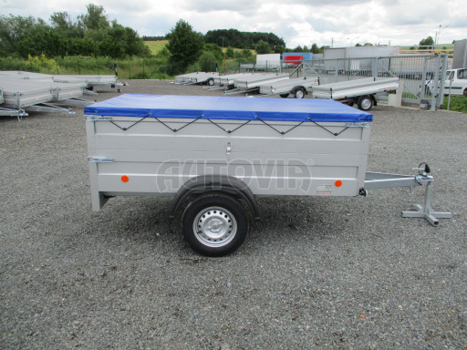 Jednoosý nebrzděný valník s nástavbou bočnic HD 8 750kg 2,27x1,25/0,70 nástavba + plachta č.7