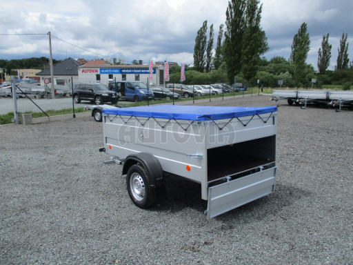 Jednoosý nebrzděný valník s nástavbou bočnic HD 8 750kg 2,27x1,25/0,70 nástavba + plachta č.12