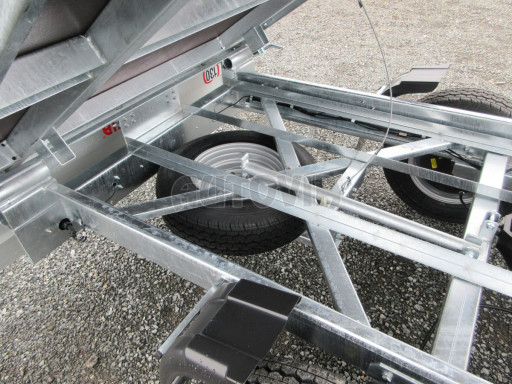 Třístranný sklopný přívěs ATS 3SKS 3,5T 3,32x1,70/0,35 ruč, atyp bočnice