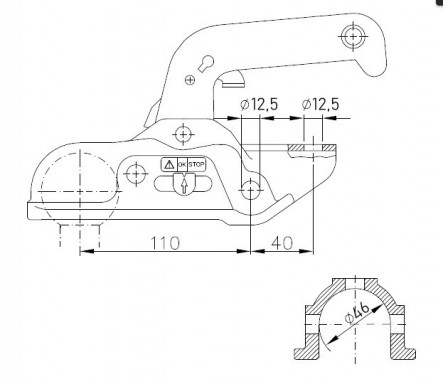 Tažná spojka Winterhoff WW 30-D2, 3000 kg, 45 mm, H12V12 č.2