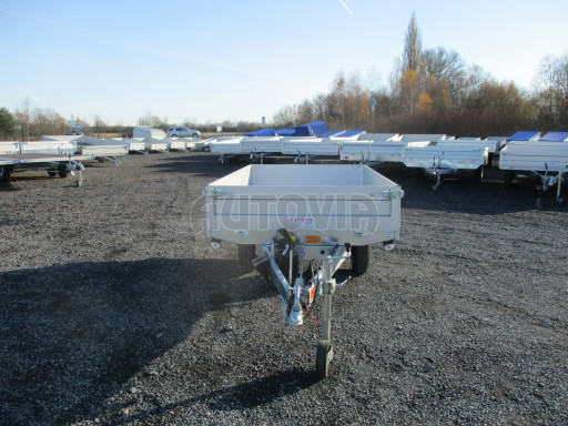 Sklápěcí přívěs DLT 1,3T 2,57x1,48/0,35 ruč, plech podlaha