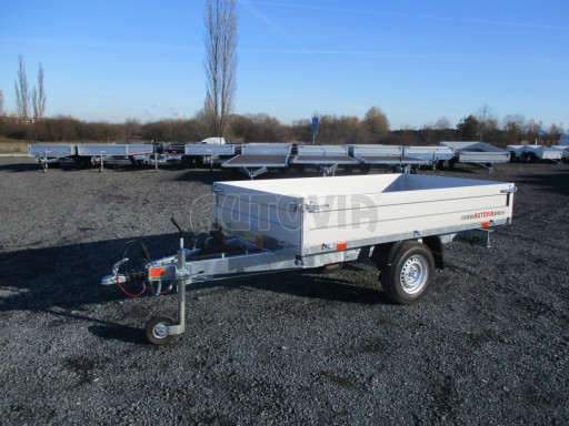 Sklápěcí přívěs DLT 1,3T 2,57x1,48/0,35 ruč, plech podlaha