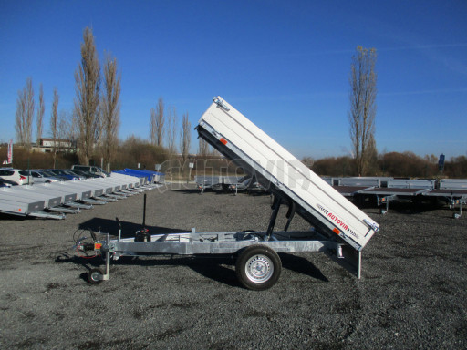 Sklápěcí přívěs DLT 1,3T 2,57x1,48/0,35 ruč, plech podlaha