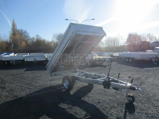 Sklápěcí přívěs DLT 1,3T 2,57x1,48/0,35 ruč, plech podlaha